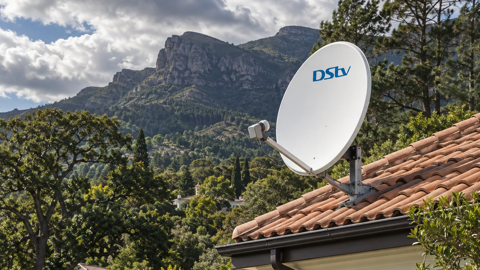 DSTV dish on a roof